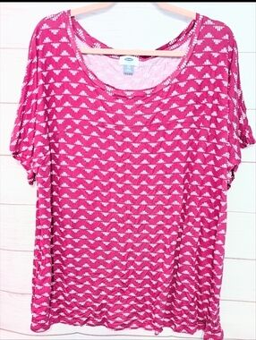 Old Navy Pink and White Boxy Short Sleeve casual T-shirt Size XXL